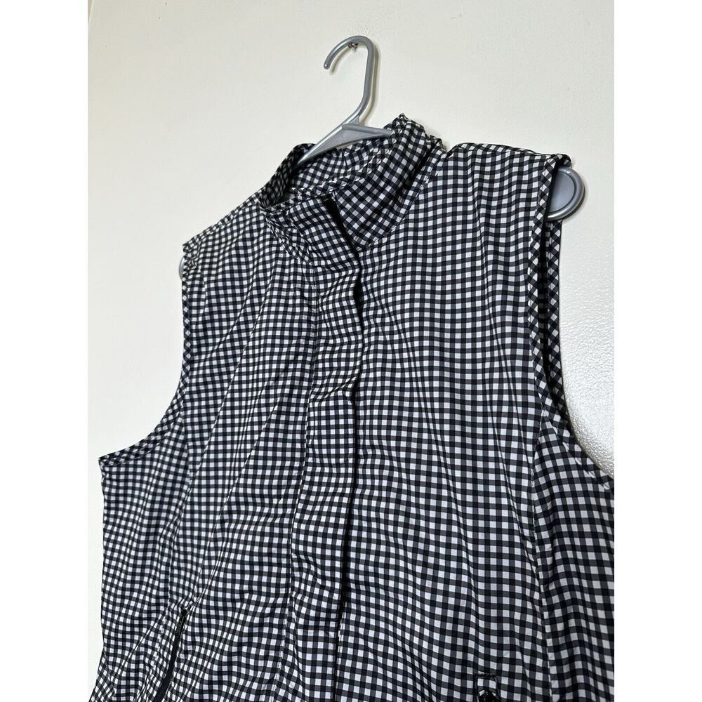 Talbots Active Line Gingham Terry Cloth Lined Vest Size Large Zip Close Pockets - Picture 4 of 8